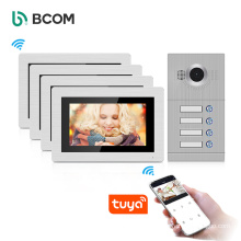 Fancy product 7 inch metal touch screen indoor monitor and metal door station CAT5/6 wired IP video intercom system Tuya